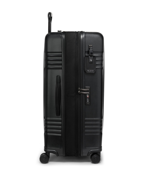 Valise soute extensible TUMI Latitude 76 cm Carbon Black, vue latérale avec soufflet et poignée déployée