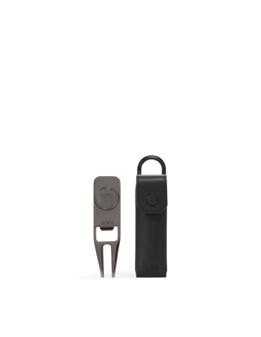Relève-pitch de golf TUMI avec étui en cuir Black, référence 150161-1041