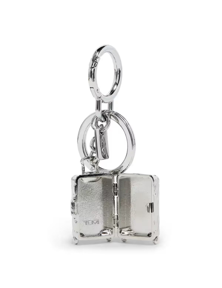 Porte-clés valise TUMI 19 Degree Silver, valise miniature ouverte