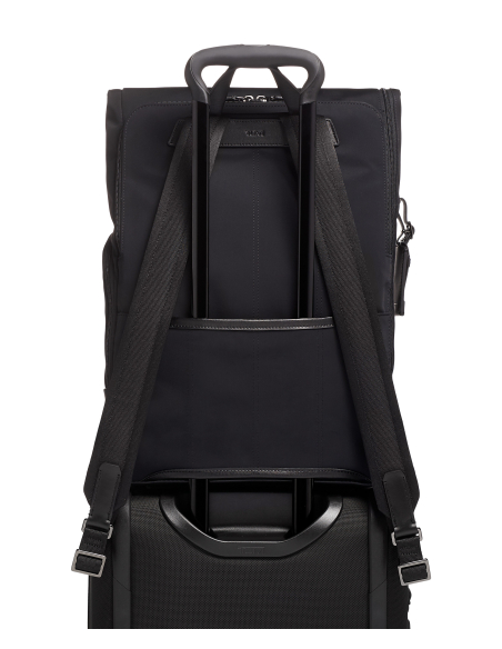 TUMI Harrison Osborn Noir : vue arrière du sac fixé sur une valise