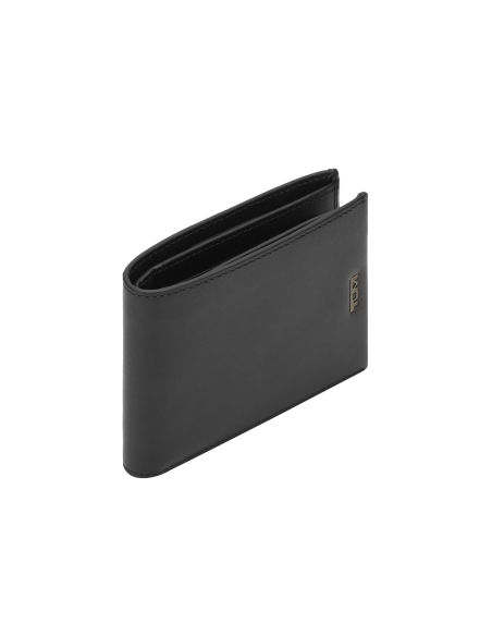Portefeuille Global Nassau Black Smooth entrouvert : deux compartiments à billets