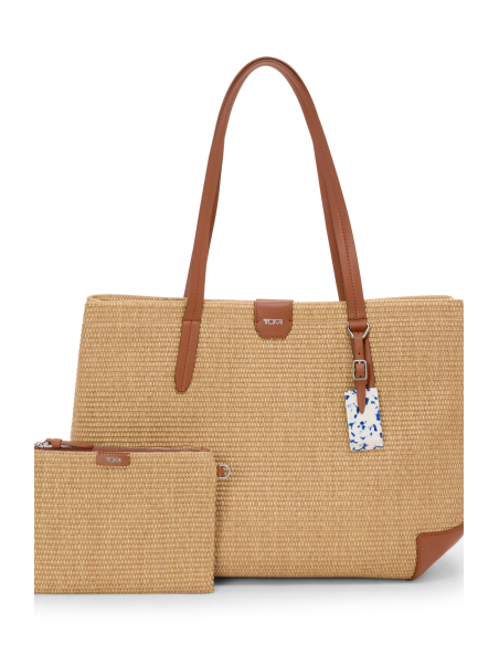 Cabas Milos tressé TUMI Olas Natural, avec sa pochette amovible