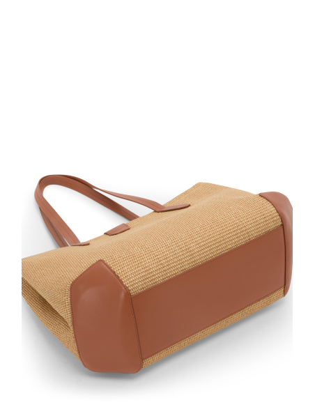 Cabas Milos tressé TUMI Olas Natural, fond et angles en cuir