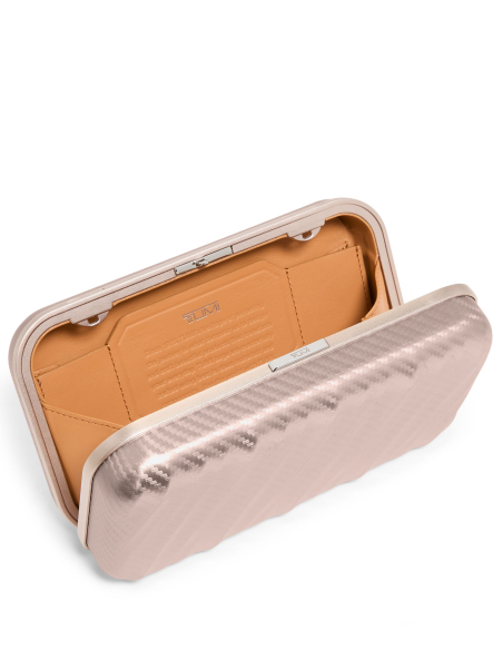 Minaudière TUMI Texture Blush, intérieur ouvert