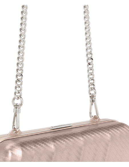 Minaudière TUMI Texture Blush, détail de la chaîne et du fermoir