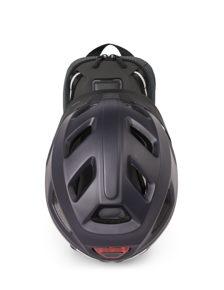 Sac à dos vélo Alliance Biking TUMI Alpha Bravo Dark Obsidian, illustration avec un casque fixé