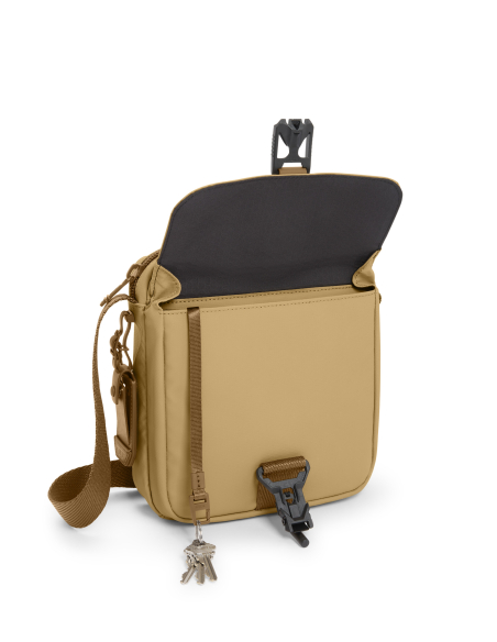 Sac bandoulière Junior TUMI Alpha Bravo Khaki, rabat avant ouvert et fermeture