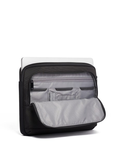 Housse ordinateur 13 pouces TUMI Alpha Black, organisation frontale ouverte et emplacement ordinateur