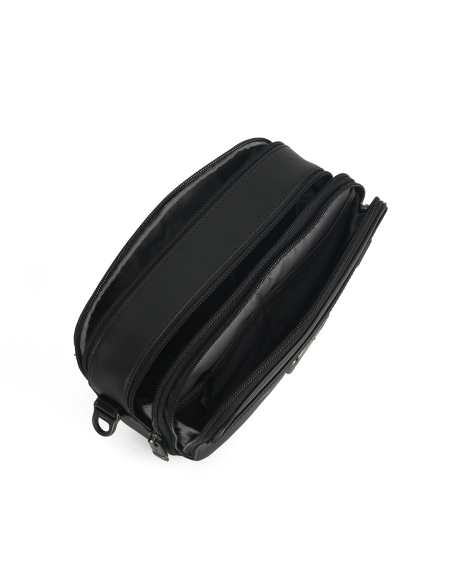 Pochette Clutch en cuir TUMI Alpha Black, pochette ouverte et rangements intérieurs