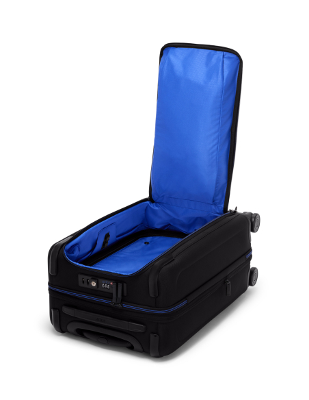 Valise cabine extensible 55 cm TUMI Alpha Black/Ultra Blue, accès avant ouvert sur le rangement