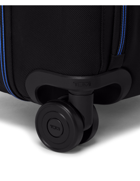Valise cabine extensible 55 cm TUMI Alpha Black/Ultra Blue, détail des doubles roues