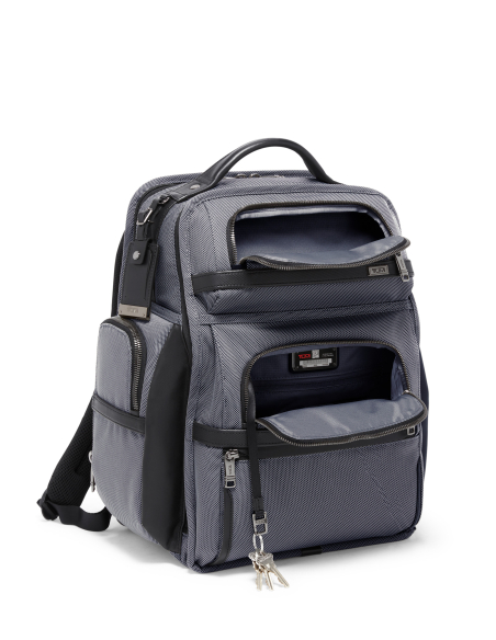 Sac à dos Brief Pack 15 pouces TUMI Alpha X Meteor Grey, poche avant ouverte avec attache-clés