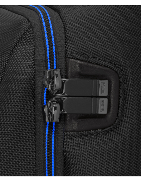 Sac à dos Brief Pack 15 pouces TUMI Alpha Black/Ultra Blue, détail du logement magnétique des tirettes