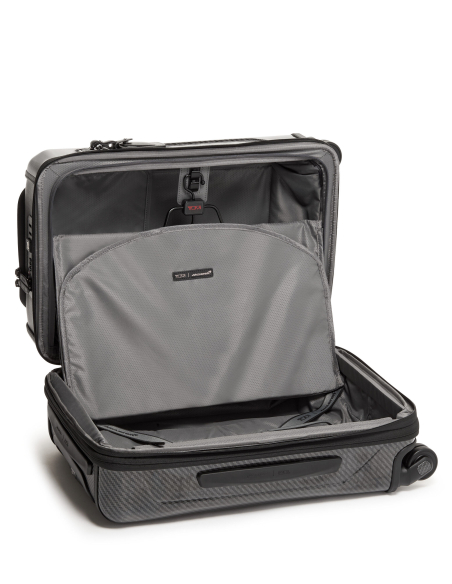 Valise cabine Aero 56 cm carbone TUMI McLaren Carbon, ouverture centrale et housse costume