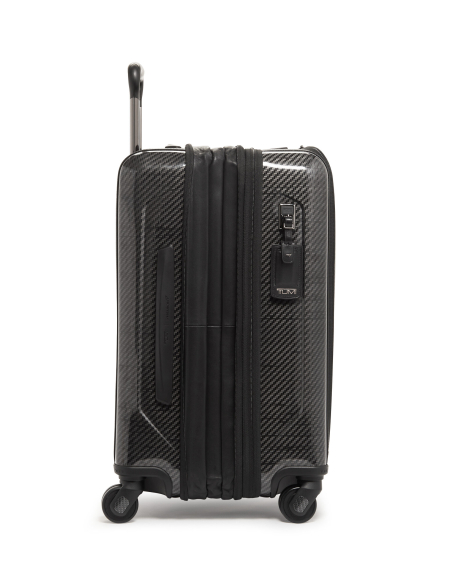 Valise cabine Aero 56 cm carbone TUMI McLaren Carbon, vue latérale du panneau carbone et du soufflet