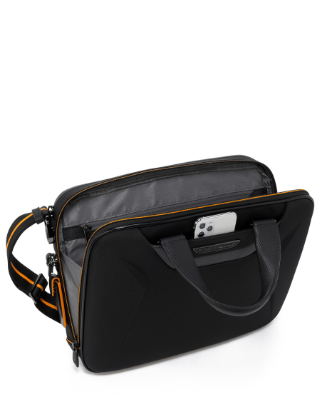 Porte-documents Slim Axle TUMI McLaren Black, compartiment principal ouvert et poches