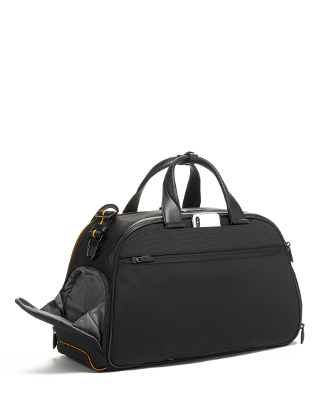 Sac de voyage Quantum à face moulée TUMI McLaren Black, vue arrière avec poche latérale ouverte