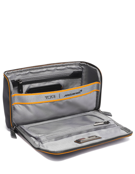Pochette accessoires Remex TUMI McLaren Black, ouverture à plat et compartiments intérieurs