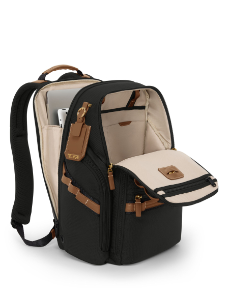 Sac à dos Search 15 pouces TUMI Alpha Bravo Black/Bridle, compartiment ordinateur ouvert