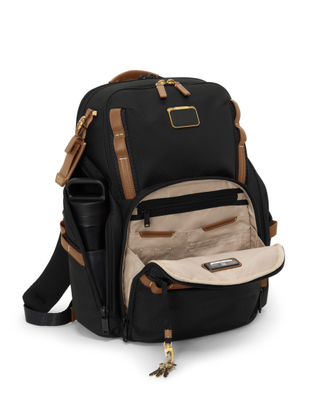 Sac à dos Search 15 pouces TUMI Alpha Bravo Black/Bridle, poche avant ouverte avec organisation