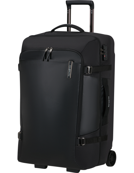 Sac de voyage Samsonite Armox 68 cm Noir, vue de trois quarts avec deux roues