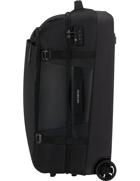 Sac de voyage Samsonite Armox 68 cm Noir, profil et serrure TSA