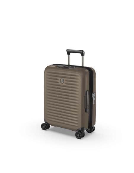 Victorinox Airox Advanced 55 cm Taupe Brown, vue de trois quarts, poignée télescopique partiellement sortie