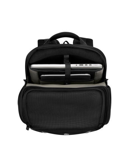 Victorinox Altmont Professional Fliptop Noir, rangements ordinateur et tablette ouverts
