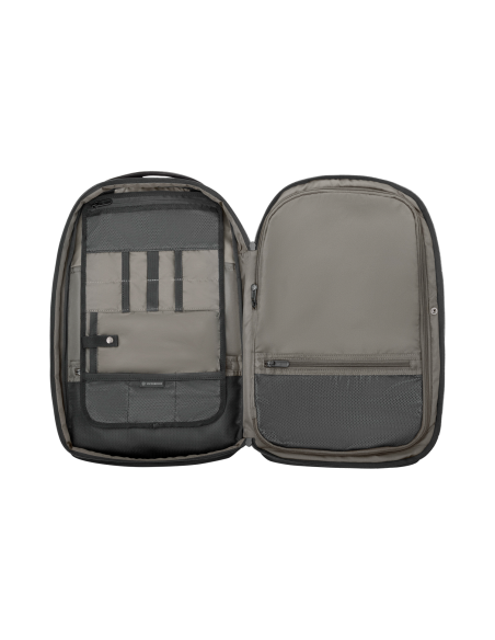Victorinox Altmont Professional Deluxe Travel Noir, ouverture à plat et rangements intérieurs