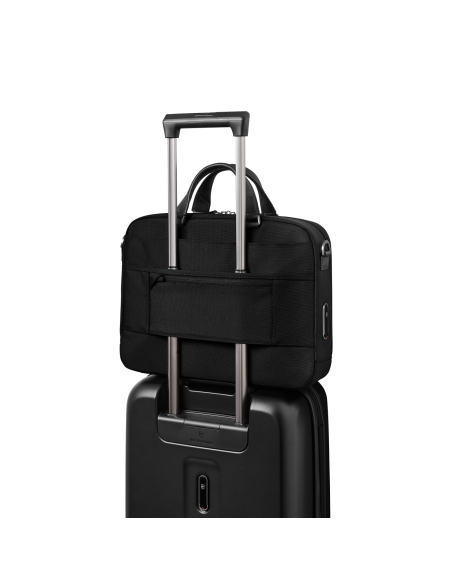 Serviette compacte Victorinox Mythic 14 pouces Noir – installée sur une valise