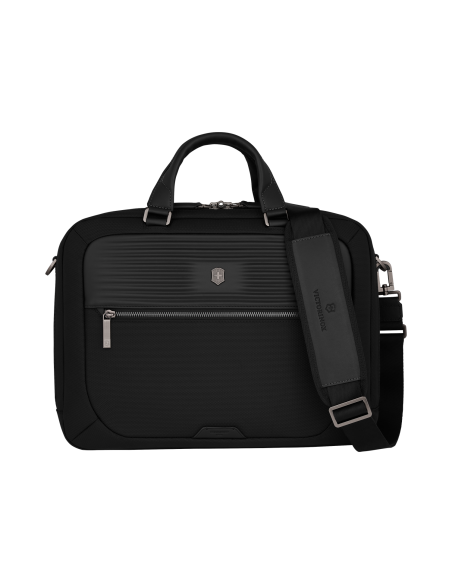 Serviette compacte Victorinox Mythic 14 pouces Noir – face avec bandoulière