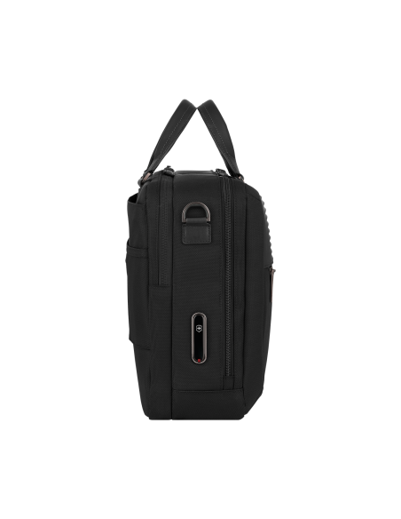 Serviette Deluxe Victorinox Mythic 15,6 pouces Noir – côté avec plaque Victorinox