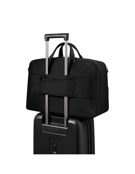 Sac de voyage Weekender Victorinox Mythic 33 cm Noir – installé sur une valise