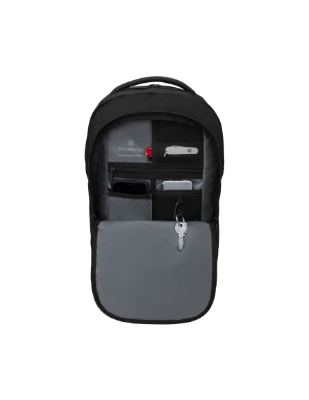 Victorinox VX Sport EVO Compact Noir, organiseur frontal ouvert, poches et attache-clés