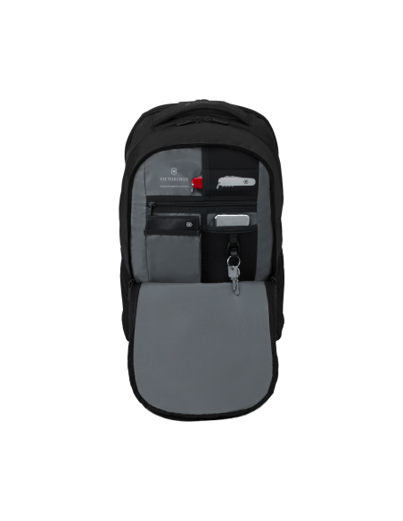 Victorinox VX Sport EVO Deluxe Noir, organiseur frontal ouvert, poches et attache-clés