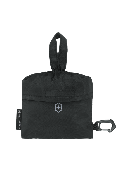 Housse sac à dos Victorinox Travel Essentials Noir, housse repliée en pochette avec mousqueton