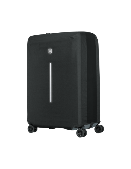 Housse grande valise Victorinox Travel Essentials Noir, vue de trois quarts droit sur une valise