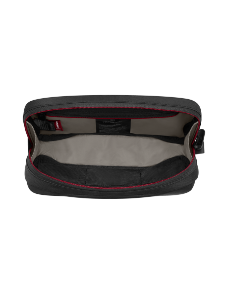 Trousse compacte 2 L Victorinox Travel Essentials Noir, trousse ouverte et poches intérieures en maille