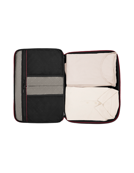 Organiseur Pack More Victorinox Travel Essentials Noir, rangement ouvert avec des vêtements