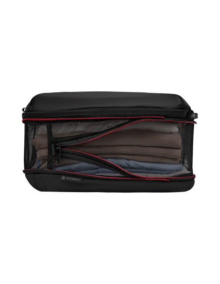 Set de 3 organiseurs Victorinox Travel Essentials Noir, pochette comprimée, contenu visible