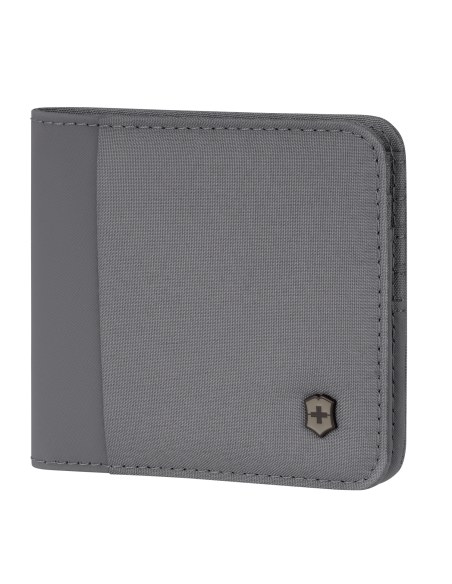 Portefeuille deux volets Victorinox Travel Essentials Gris, portefeuille fermé de trois quarts