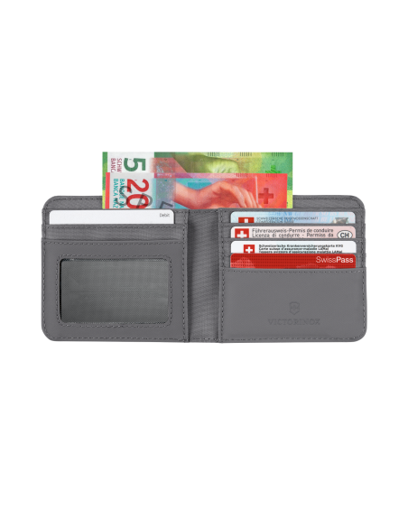 Portefeuille deux volets Victorinox Travel Essentials Gris, intérieur, cartes et billets