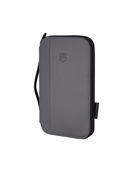Organiseur de documents Victorinox Travel Essentials Gris, organiseur fermé de trois quarts