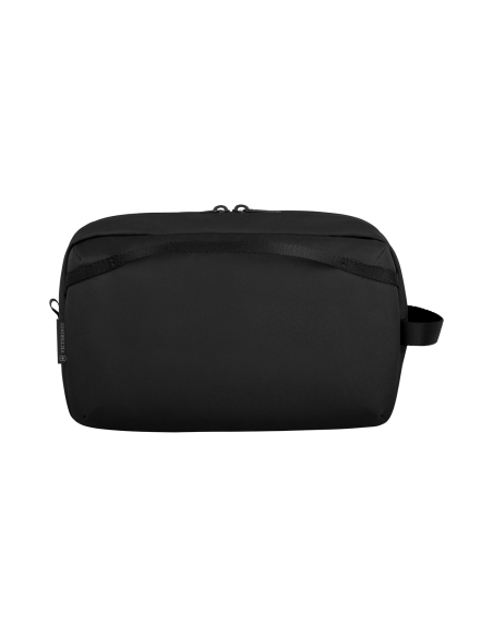 Trousse de toilette Victorinox Travel Essentials Noir, dos de la trousse et passant latéral