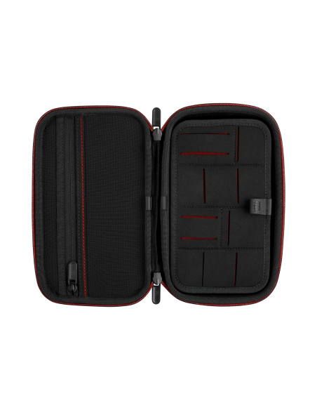 Pochette Tech Pouch Victorinox Travel Essentials Noir, pochette ouverte, organiseur et poche maille