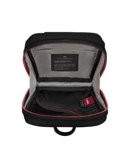 Pochette City Pouch Victorinox Travel Essentials Noir, pochette ouverte, rangements intérieurs