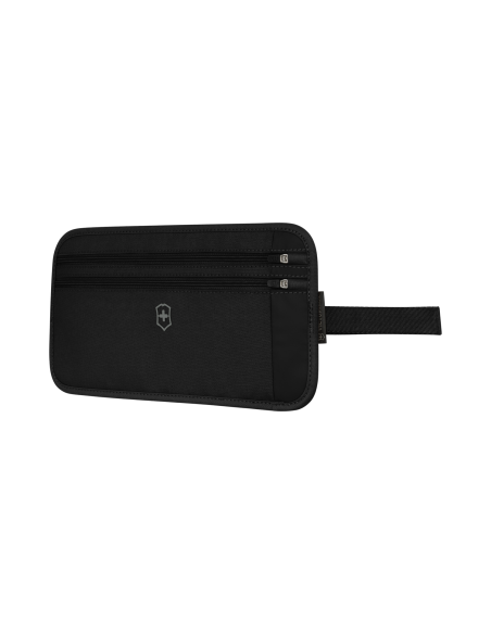 Pochette ceinture Victorinox Travel Essentials Noir, pochette fermée de trois quarts