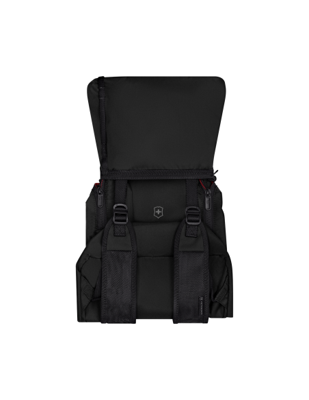Sac à dos pliable Victorinox Travel Essentials Noir, rangement ouvert pendant le dépliage