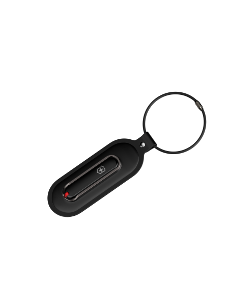 Porte-adresse Victorinox Travel Essentials Noir, détail décoratif et câble de fixation