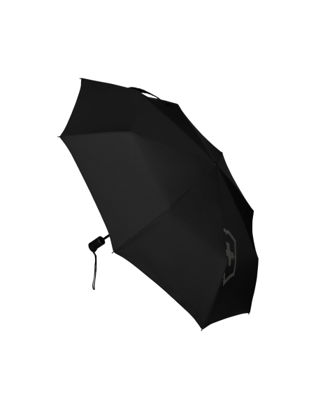 Parapluie Duomatic Victorinox Travel Essentials Noir, parapluie ouvert vu de gauche